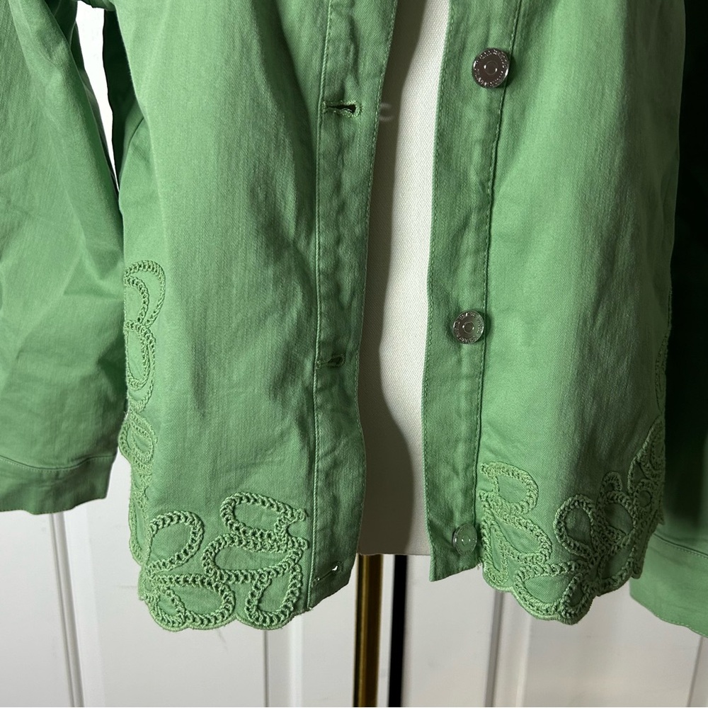 NWT Susan Graver Color Denim Jacket with Soutache (size L) - Picture 4 of 10